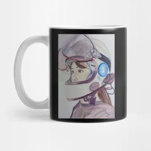 mujer con casco motociclista Mug